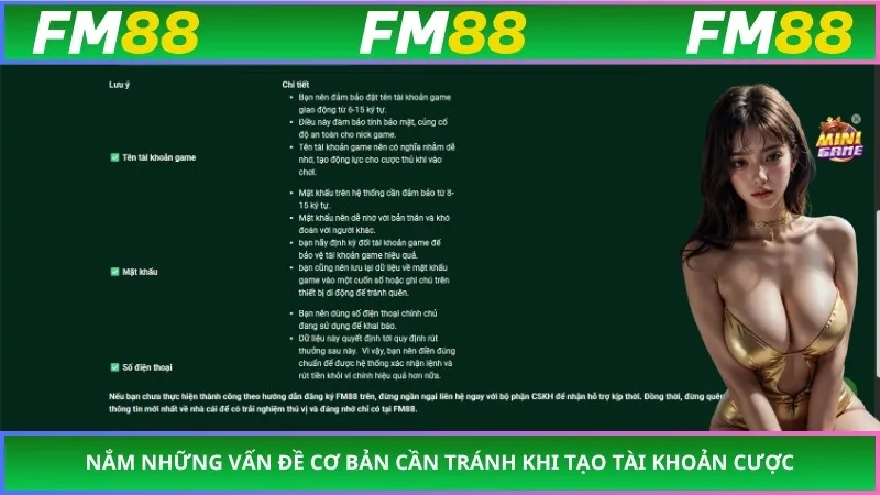 Nắm những vấn đề cơ bản cần tránh khi tạo tài khoản cược